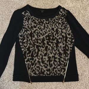 Ann Taylor Leopard Print Sweater with Zippers